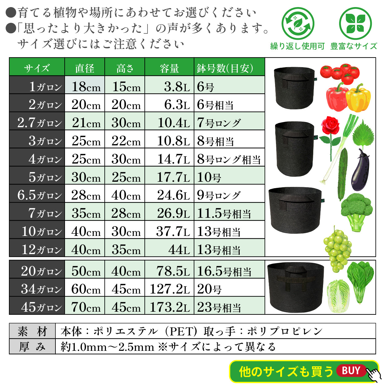 不織布プランター 12ガロン